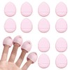 12 Pieces Finger Powder Puff Makeup Mini Powder Puff Soft Powder Puff for Foundation Concealer Cosmetic Foundation Sponge Mineral Powder Wet Dry Makeup Tool (Pink)