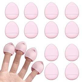 12 Pieces Finger Powder Puff Makeup Mini Powder Puff Soft Powder Puff for Foundation Concealer Cosmetic Foundation Sponge Mineral Powder Wet Dry Makeup Tool (Pink)