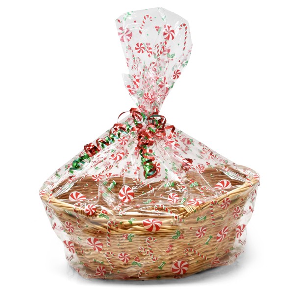 Gift Boutique Plastic Jumbo Christmas Cellophane Basket Bags with Twist Ties Pack of 24 Christmas Cookie Tray Cello Bags for Holiday Goody Party Favor Gift Wrapping Bags 24" x 30"