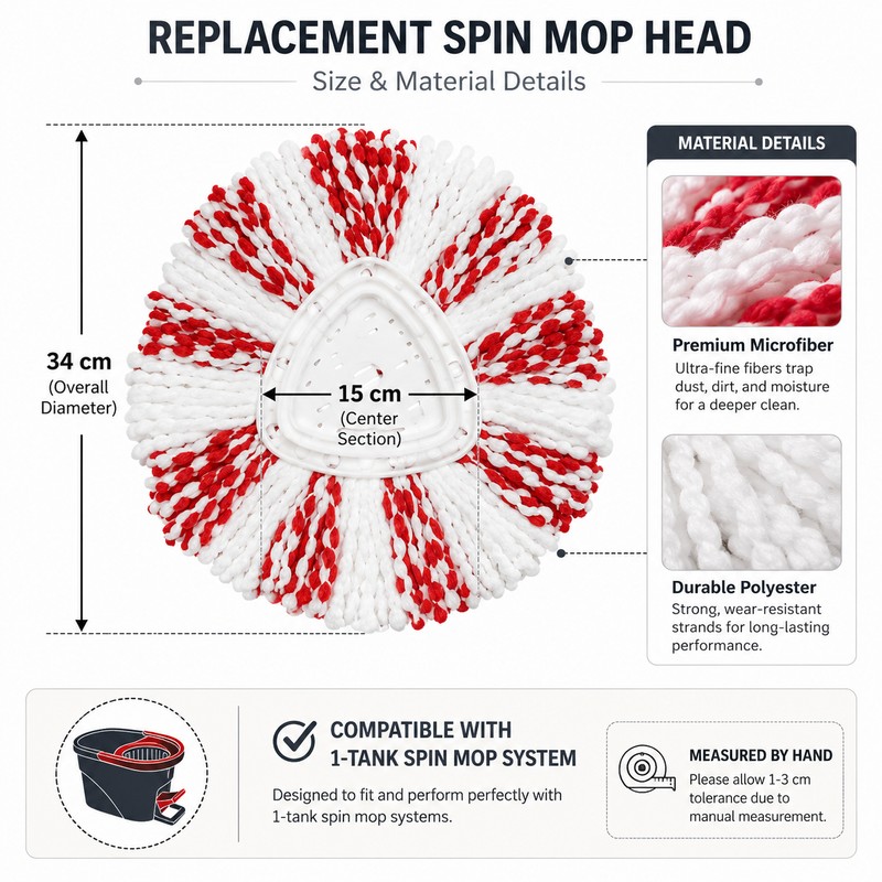 Microfiber Spin Mop Head Replacement for EasyWring Systems – Absorbent