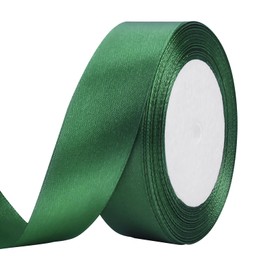25 Yard Dark Green Satin Ribbon Roll, 1 Inch Fabric Ribbon for Craft Bows Rose Bouquet, Holiday Gift Wrapping, Party Decoration