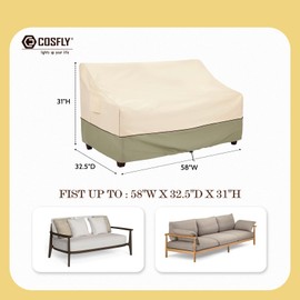 COSFLY Outdoor Furniture Patio Sofa Covers Waterproof, Outside Loveseat Covers Fits up to 58W x 32.5D x 31H inches Beige