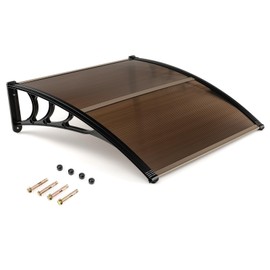 Tangkula 40" x 48" Window Awning, Modern Polycarbonate Overhead Door Awning with Hollow Sheet for Rain Snow Sunlight Protection, UPF 50+ Awnings for Patio, Door, Deck, Porch