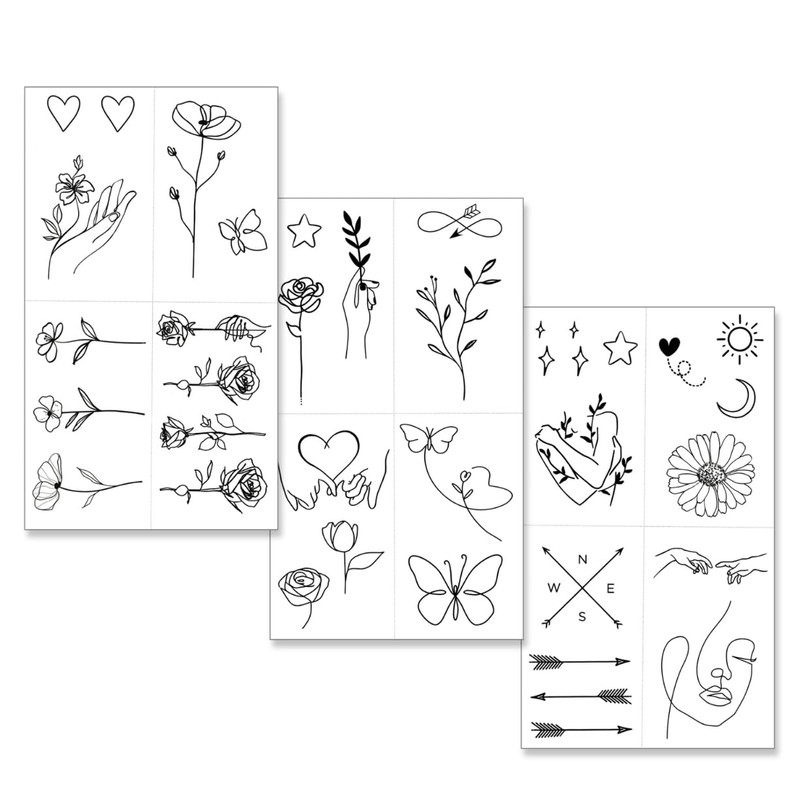 One Grace Mini Fine Line Temporary Tattoos - Realistic Long