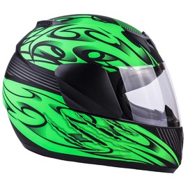 Typhoon Youth Full Face Motorcycle Helmet Kids DOT Street - Matte Green ( XL )