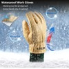 FEISHDEK Waterproof Work Gloves for Men, Winter Insulated Leather Work