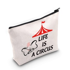 LEVLO Dum-bo Elephant Cosmetic Bag Elephant Movie Fans Gift Life Is a Circus Makeup Zipper Pouch Bag For Women Girls, Life Is a Circus