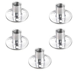 Socell M12 Brad Hole Tee Nut Carbon Steel Round Base Screw-in T-Nuts Furniture Hardware Flange Insert Female Thread T-Nut M12x40x2.5mm（5pcs）