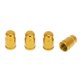 HOPESPANNER Tire Valve Stem Caps Decorative Gold Tone Polished Surface Tyre Valve Dust Covers 7x16mm Aluminum Alloy 4 Pcs