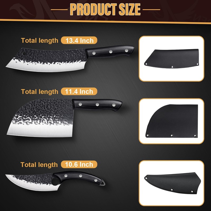Golden Bird Butcher Knife Set - 4pcs Hand Forged Meat