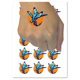Perched Dragonfly Dasher Darner Insect Temporary Tattoo Water Resistant Fake Body Art Set Collection - 15 2" Tattoos (1 Sheet)