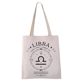 VAMSII Libra Tote Bag - Cosmetic Tote Bag - White - Medium - Water Resistant - All Seasons - Women, Adults, Beauty Enthusiasts