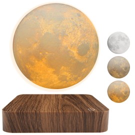 RUIXINDA Levitating Moon Lamp, Magnetic Floating Moon Lamp Spinning Luna Night Light with 3 Color Modes, for Home Office Desk Decor, Bedroom Unique Lamps, Cool Tech Gadgets Gift for Women Kids