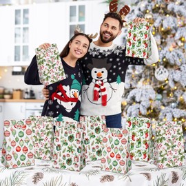 Gupesxu Christmas Treat Bags - 24PCS Christmas Gift Bags with Stickers, Christmas Ornaments Paper Bags for Gifts, Christmas Berries Stocking Goody Bags Baskets Bulk for Kids Holiday Party Favors