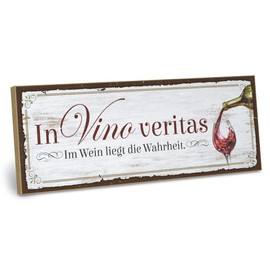 ARTFAVES® Wooden Sign with Saying "IN VINO Veritas" - IM Wein LIEGT DIE Kraft | Shabby Chic Vintage Sign | Decorative Gift on Wine | Size: 28 x 10 cm
