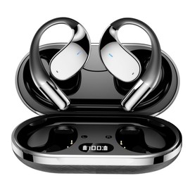 2026 Wireless Earbuds, Non-Blocking Earphones, Bluetooth 5.4, Open-Ear, Over-Ear Type, OWS Air Conduction, Automatic Pairing, Remaining Charge Display, Hi-fi, Ultra Lightweight, Ultra Long Standby (Black)