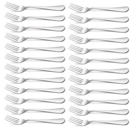 Briout Forks Silverware, Set of 24 Dinner Forks, 8 Inches Premium Food Grade Stainless Steel Forks for Home Kitchen Party Restaurant, Mirror Polished Dishwasher Safe