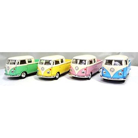 1963 Wagen Bus Pickup Pastel Colors 1:34 Set of 4 Pink/Yellow/Green/Blue