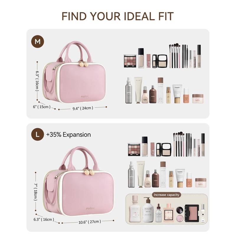 Prite Makeup Bag Cosmetic Bag Large Capacity Side Openings Travel