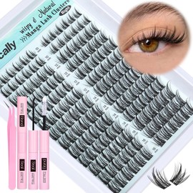 Cluster Lashes Kit Natural Look Cluster Eyelash Extension Kit Wispy Eyelash Clusters Kit Spiky DIY Lash Extension Kit CD Curl 10-16MM Manga Individual Lashes Kit by Newcally