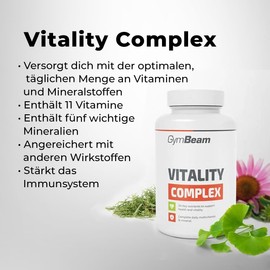 GymBeam GymBeam Vitality Komplex C Multivitamin- und Mineralstofftabletten mit 11 Vitaminen und 5 Mineralien, angereichert mit Vitaminen und Antioxidantien, st?rkt das Immunsystem (120 tab)
