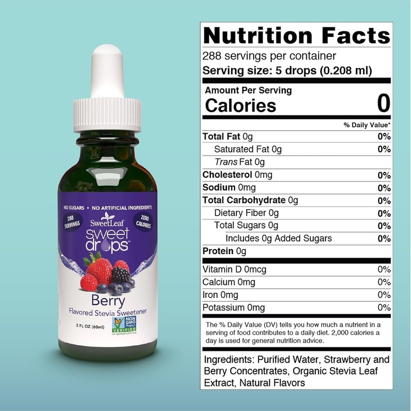 SweetLeaf Stevia Sweet Drops Berry - Liquid Stevia Drops Sweetener,