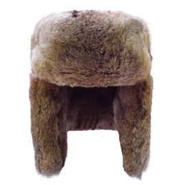 Sandy Ting Men's Rabbit Fur Trapper Hat Ear Flaps Russian Style Ushanka Hat