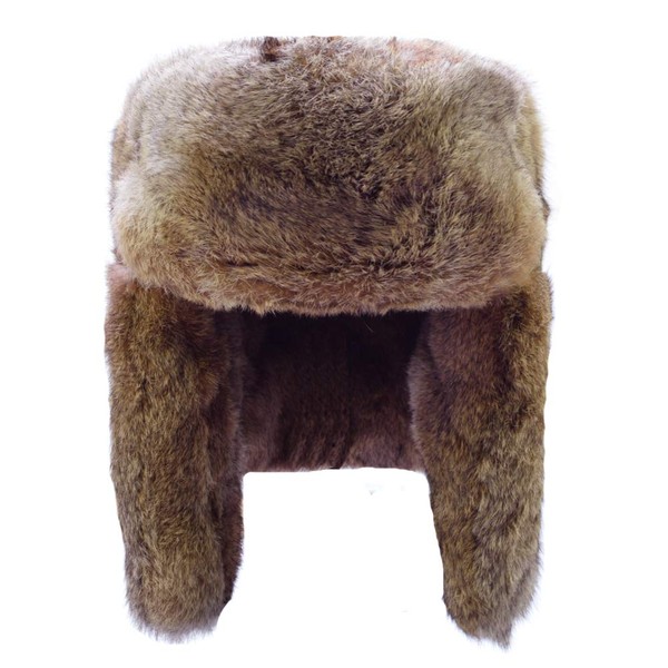 Sandy Ting Men's Rabbit Fur Trapper Hat Ear Flaps Russian