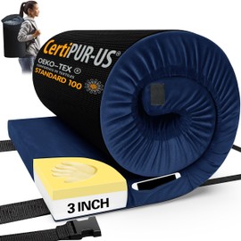 CYMULA CertiPUR-US Memory Foam Camping Mattress 2 Person, Portable Foam Sleeping Pad for Camping, Roll up Sleeping Mat for Adults Floor Mattress Guest Floor Bed for Sleepover, Car, Tent SUV Mattress