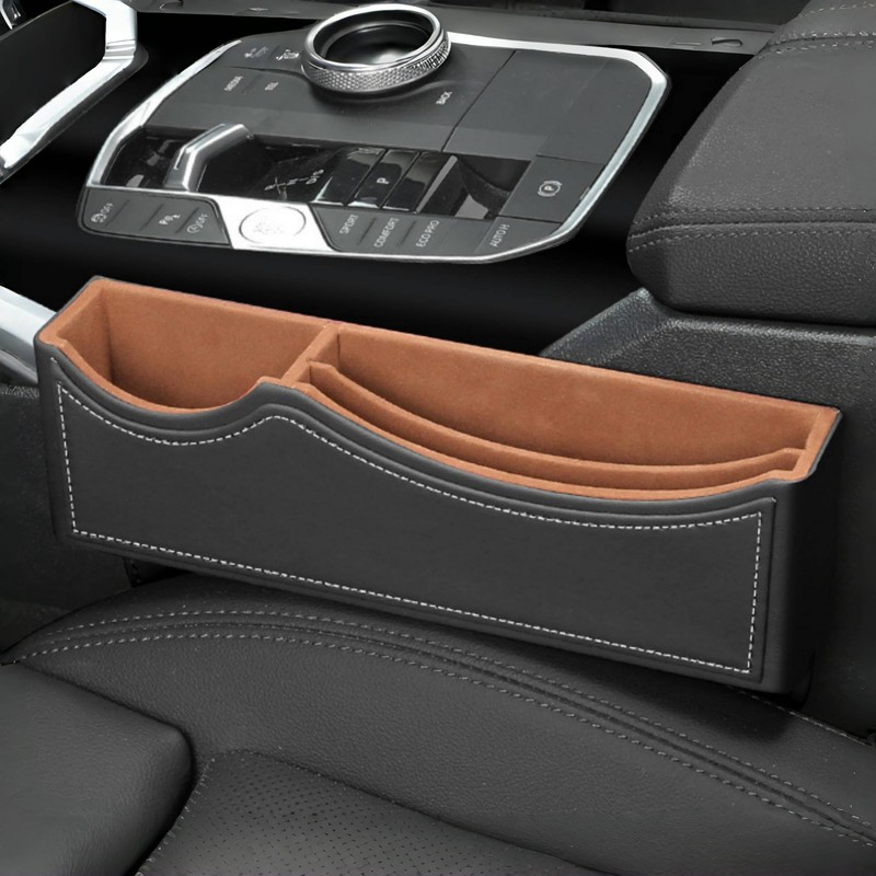 Car Seat Gap Organizer Large Capacity Leather Storage Box with