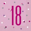 Dazzling 18th Glitz Pink & Silver Luncheon Napkins (16cm) -