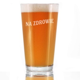 Na Zdrowie - Polish Cheers - Pint Glass for Beer - Cute Poland Themed Gifts or Party Decor for Women and Men - 16 Oz