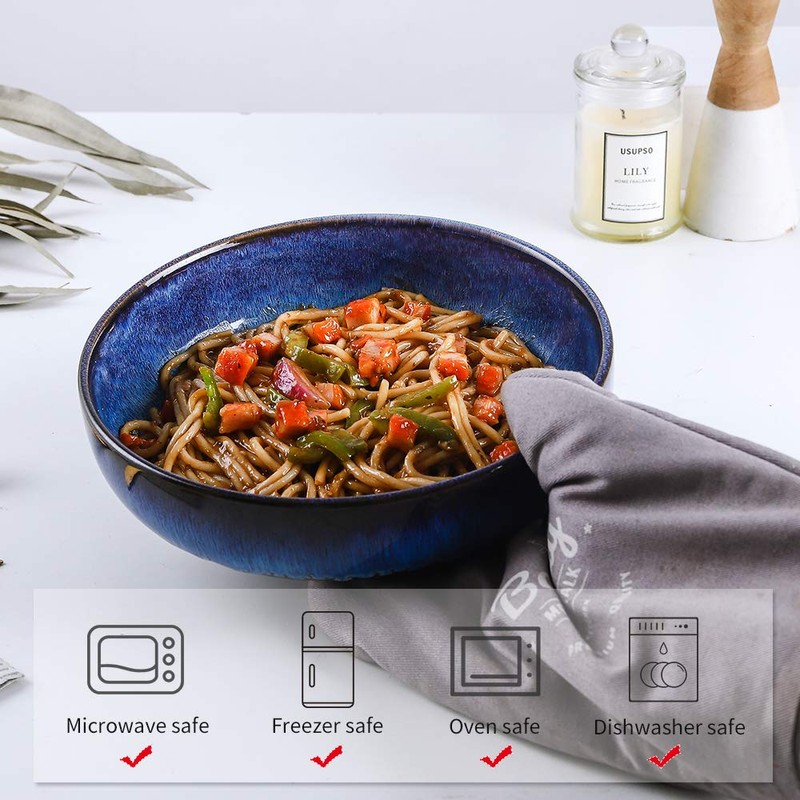 KOOV Ceramic Bowl, 46 OZ Pasta Bowls Set of 4,