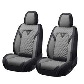 KSJH Car Seat Cover Fit 98% of Kia 2000-2025,Premium Nappa Leather Breathable Waterproof Sports Seat Cover,Easy to Install Automotive Seat Covers Front Pair（Black & Gray）