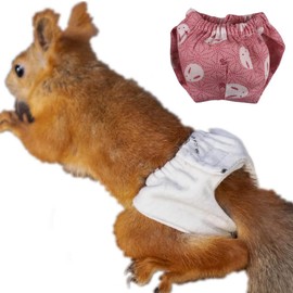 FORZENA Reusable Washable Squirrel Diapers Highly Absorbent with Strong & Flexible Pants No Leak Reusable Diapers Urine Wet Pants for Squirrel,Fancy Rat,Groundhog (L,Rabbit Pattern)
