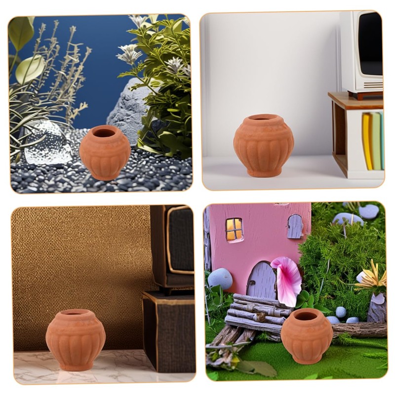 CAXUSD 2pc Mini Clay Pots Set Handmade Flower Pots for