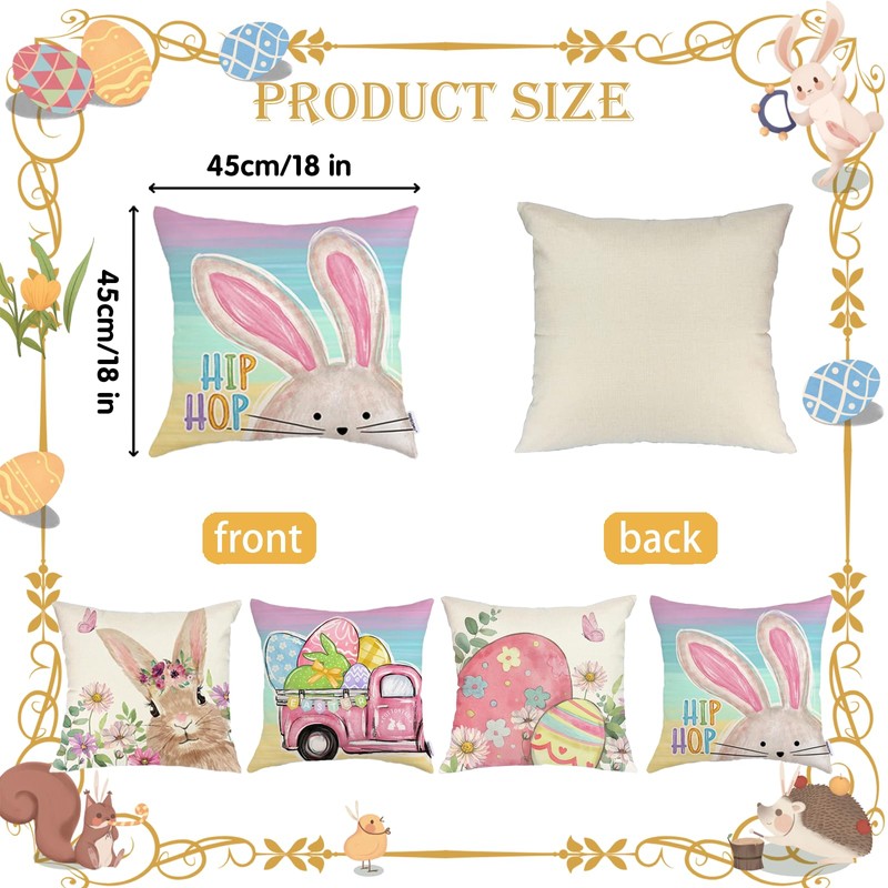 Rabbit Easter Cushion Covers, Set of 2, Rabbit Cushion Covers,