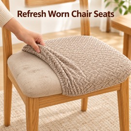 Jacquard Elastic Chair Cover – Universal Stretch Dining Chair Seat Protector for Living Room, Kitchen and Home Furniture