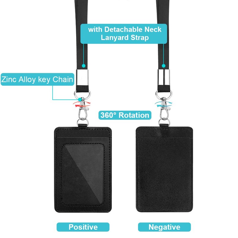 DUPENCD 2 Pack Badge Holders, Vertical PU Leather ID Badge