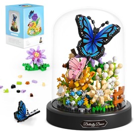 QLT Flower Bouquet Building Kit for Adults, 530 PCS Animals Flowers Botanical Collection Mini Building Blocks Set, Valentine's Day for Her Mom Women Wife Girlfriend (Butterfly)
