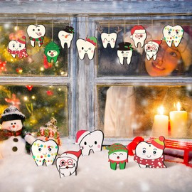 Vercraft 36 Pcs Tooth Christmas Ornaments CNA Week Gifts Cute Wooden Dentist Teeth Hanging Ornaments Christmas Tree Decorations Funny Teeth Wood Sign for Xmas Tree Dentist Dental Assistant Home Decor