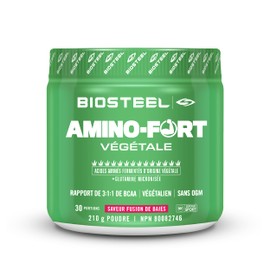 BioSteel Plant-Amino Power BCAA Powder, Fermented Plant-Based Amino Acids, Non-GMO Formula, Berry Fusion, 30 Servings