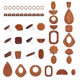WEWAYSMILE Wooden Earring Pendant, Wooden Earring Pendant, DIY Wood, Starter Kit for Making Earrings, for Jewellery Repair and DIY Earring Making