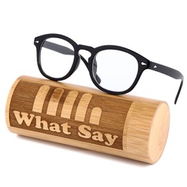 What Say Color Lenses, Sunglasses, Clear Lens, Date Glasses, 10 Colors, Boston Frame, Asian Fit, Trend, UV400, Men's, Women's, Soft & Hard Case Included (Clear Lenses/Black)