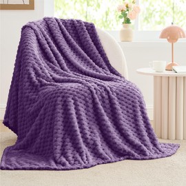 BEDELITE Fleece Throw Blanket for Couch & Bed - 3D Jacquard Decorative Purple Blanket, Super Soft and Cozy Warm Fuzzy Blanket All Seasons Suitable, 50x60Inches