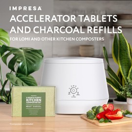 Impresa Kitchen Composter Set for Lomi Kitchen Composter - Impresa Two 0.5lb Bags for Lomi Charcoal Refills + 45 Compost Accelerator Tablets
