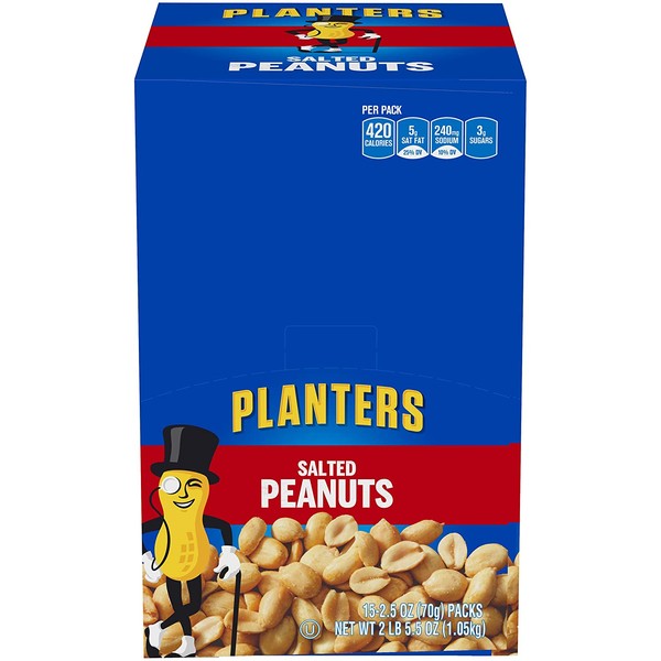 Planters Salted Peanuts (2.5 oz Packets, Pack of 15)