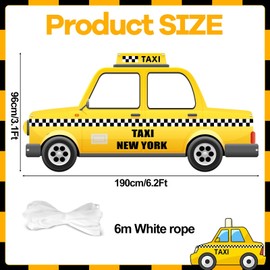 Fabric Taxi Photography Backdrop Car Photo Booth Prop Yellow Cab Photography Backdrop NYC Party Decoration Yellow Taxi Selfie Photo Booth Frame for Birthday Driving Car Theme Party Supplies 6.2×3.1Ft