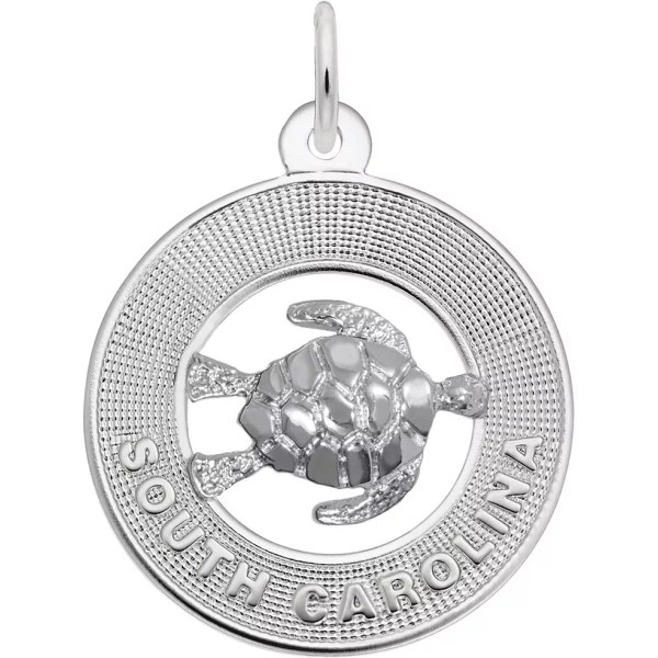 Rembrandt Sterling Silver South Carolina Ring with Turtle Charm by