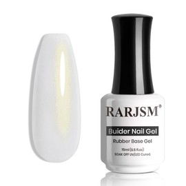 RARJSM Pearlescent Gel Builder Nail Polish Pearl White Gold Glitter Hard Gel in a Bottle Mermaid Shell Shimmer Thick Extension Structure Gels for Nails 15ml Soak Off Curing Requires Salon Home DIY